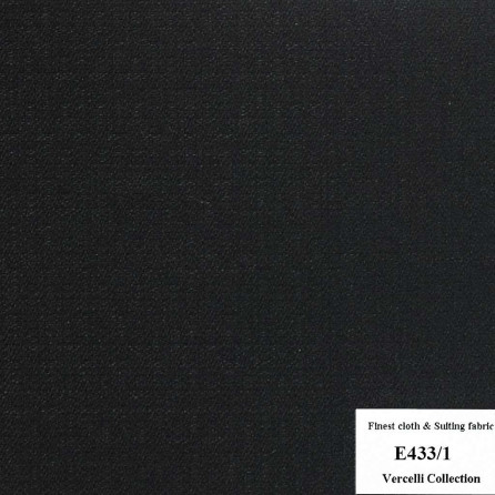 [Hết] E433/1 Vercelli CXM - Vải Suit 95% Wool - Đen Trơn